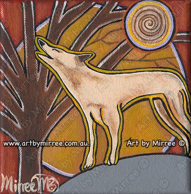'FULL MOON Dingo' Original Painting by Mirree Contemporary Dreamtime Animal Dreaming